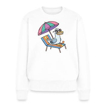 Möwe macht Urlaub - Frauen Premium Bio Pullover - Weiß - Vorne - Julia (174cm)