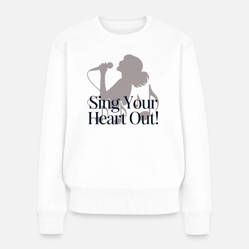Sing dein Herzens-Aus Silhouette - Frauen Premium Bio Pullover - Weiß
