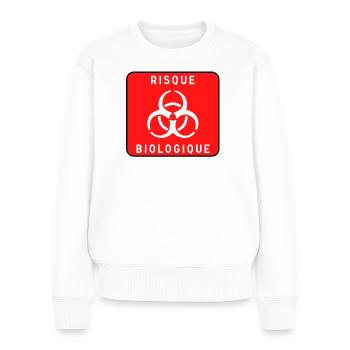 Biologisches Gefahrzeichen, Infektionsrisiko, Material - Frauen Premium Bio Pullover - Weiß - Vorne - Julia (174cm)