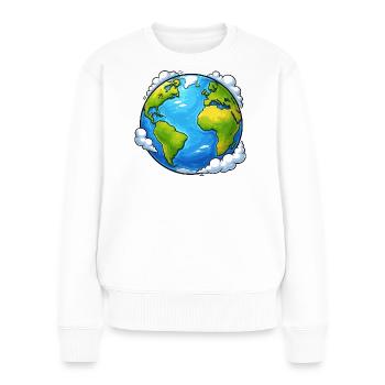 Erde Welt Planet - Frauen Premium Bio Pullover - Weiß - Vorne - Julia (174cm)