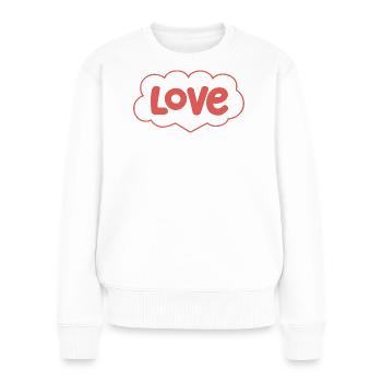 Liebe in Rosy Cloud - Frauen Premium Bio Pullover - Weiß - Vorne - Julia (174cm)