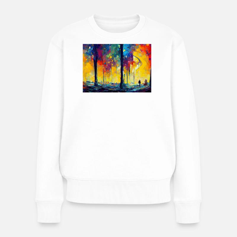 Mondnacht im Farbwald - Frauen Premium Bio Pullover - Weiß