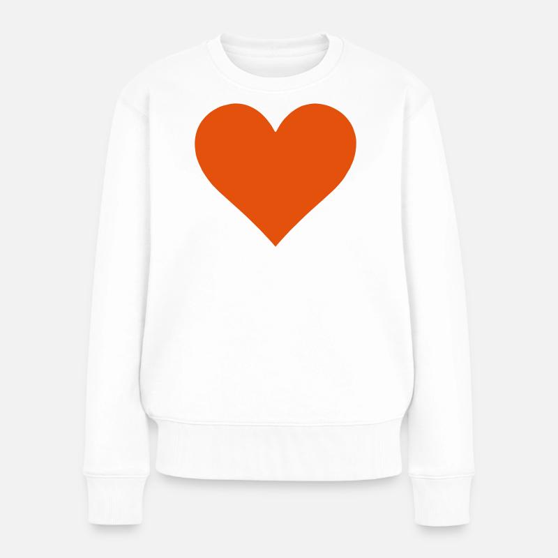 Herz - Frauen Premium Bio Pullover - Weiß