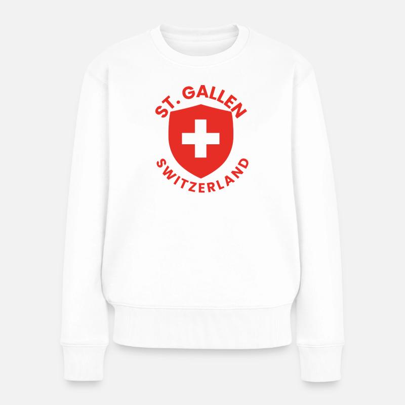 St. Gallen Schweiz Schildemblem - Frauen Premium Bio Pullover - Weiß