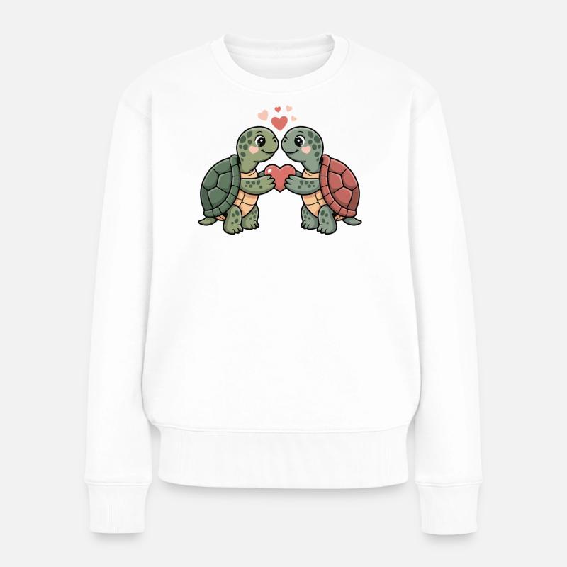 Schildkröte Paar Valentinstag - Frauen Premium Bio Pullover - Weiß