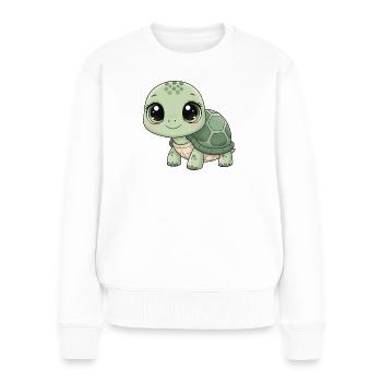 Mintgrüne Kuschelturtle - Frauen Premium Bio Pullover - Weiß - Vorne - Julia (174cm)