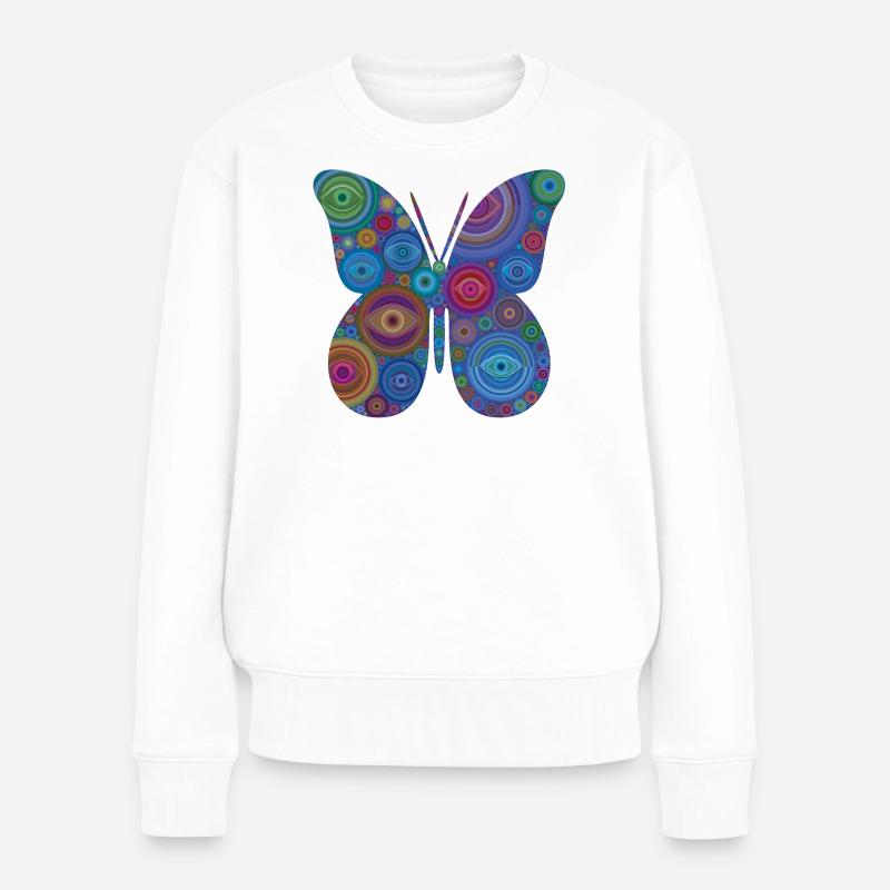 Abstrakte-Augen-Schmetterling - Frauen Premium Bio Pullover - Weiß