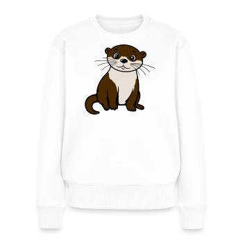 Loutre mignonne Kawaii Adore des animaux cadeau - Pull Premium bio Femme - blanc - Devant - Julia (174cm)