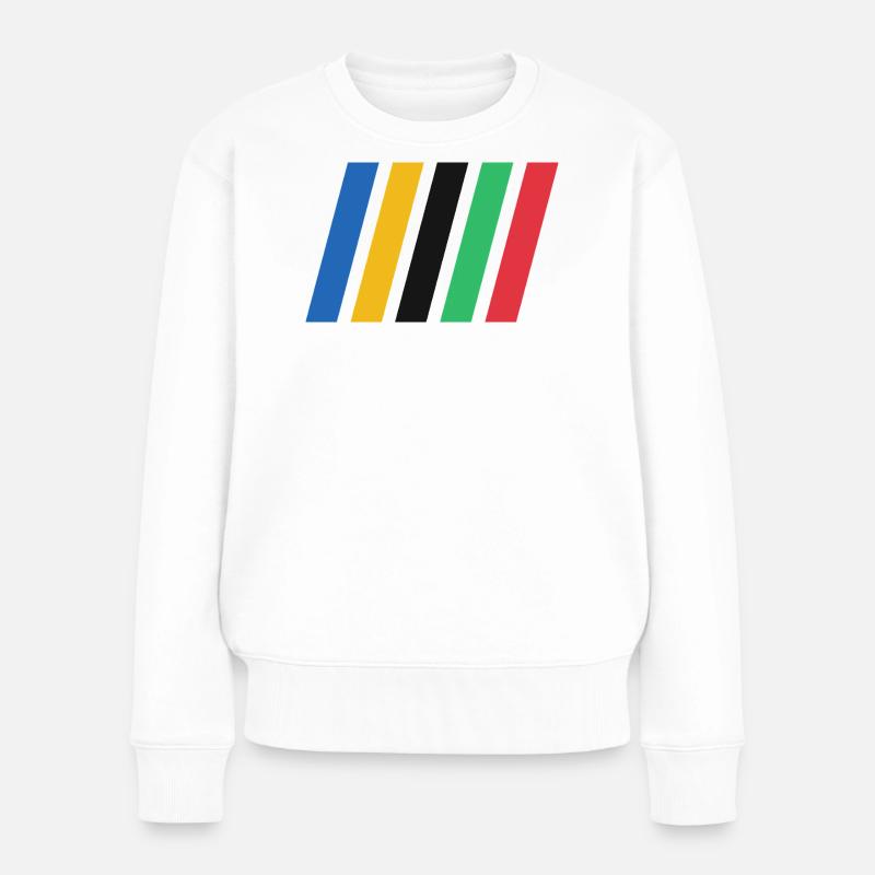 COLOR STRIPES - Frauen Premium Bio Pullover - Weiß