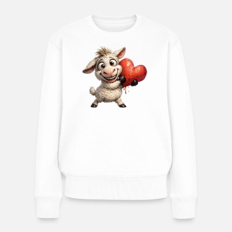 Herzfreundliches Schäfchen - Frauen Premium Bio Pullover - Weiß