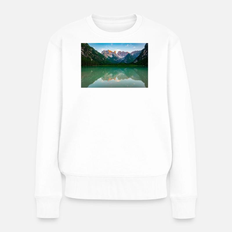 Image miroir du lac alpin - Pull Premium bio Femme - blanc