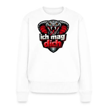 Böse Kobra "Ich mag Dich" - Frauen Premium Bio Pullover - Weiß - Vorne - Julia (174cm)
