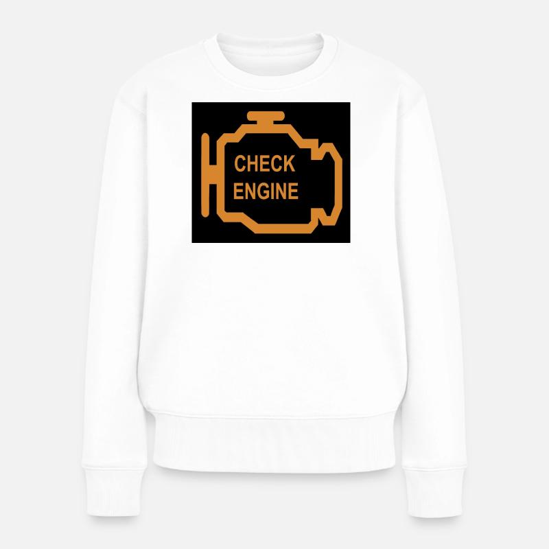 Check Engine Icon in Orange - Women's Premium Organic Jumper - white