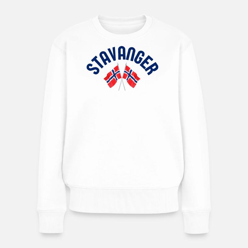 Stavanger-Norwegen-Flaggen - Frauen Premium Bio Pullover - Weiß