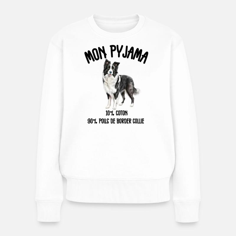 Lustige Hund-Border-Collie-Schlafanzüge - Frauen Premium Bio Pullover - Weiß