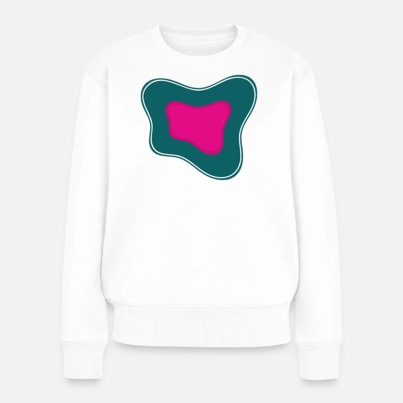 Rosa Abstraktion auf türkisfarbenem Hintergrund - Frauen Premium Bio Pullover - Weiß