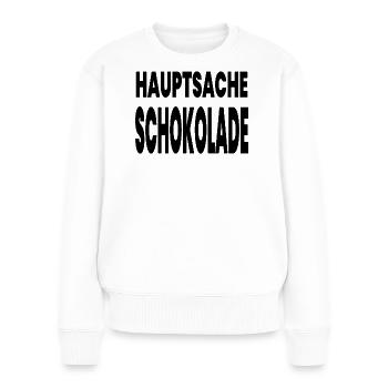 Schokolade - Frauen Premium Bio Pullover - Weiß - Vorne - Julia (174cm)
