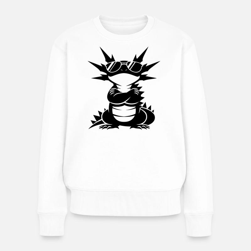 Cooler Axolotl mit Sonnenbrille - Frauen Premium Bio Pullover - Weiß