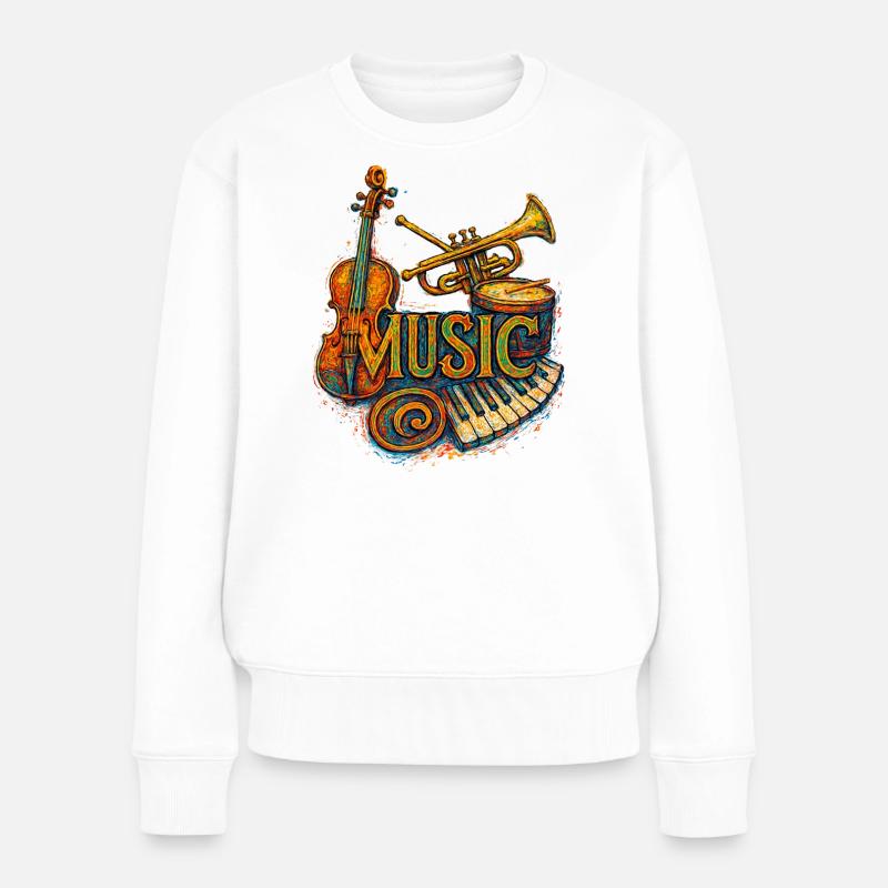 Musikinstrumente Vintage-Collagekunst - Frauen Premium Bio Pullover - Weiß