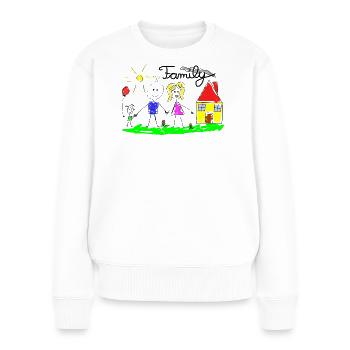 Dessin de lignes familiales - Pull Premium bio Femme - blanc - Devant - Julia (174cm)