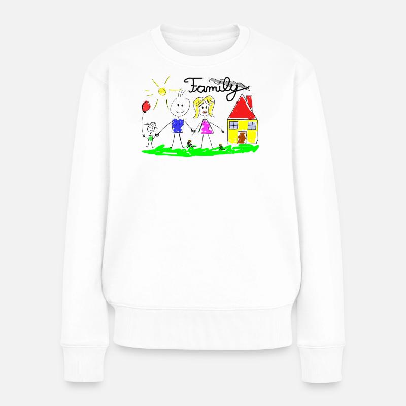 Dessin de lignes familiales - Pull Premium bio Femme - blanc