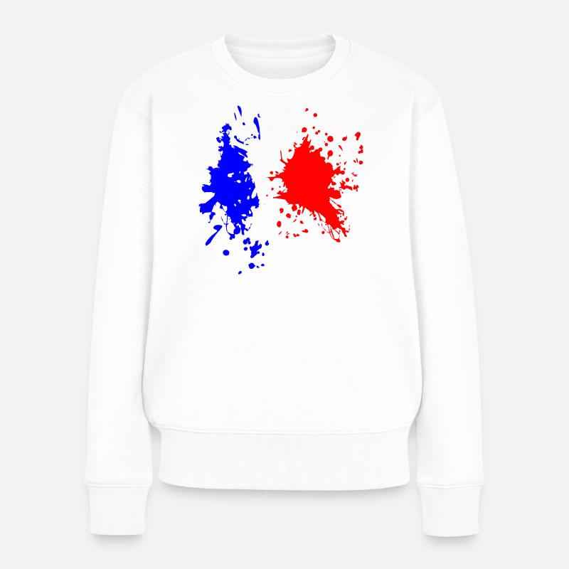 Frankreich Flagge Splash - Frauen Premium Bio Pullover - Weiß