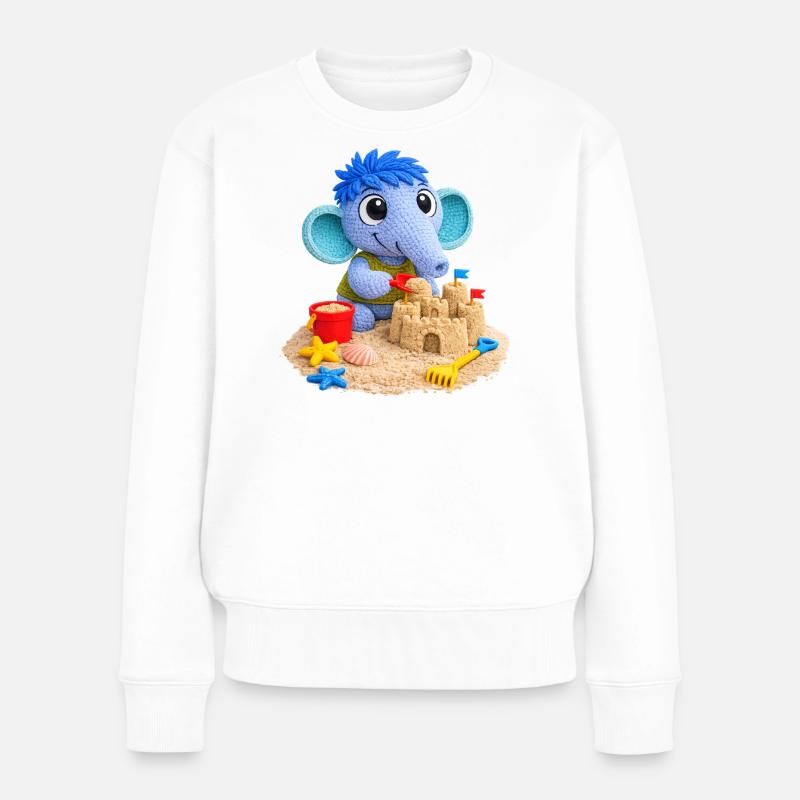 Leo Langnase am Strand - Frauen Premium Bio Pullover - Weiß