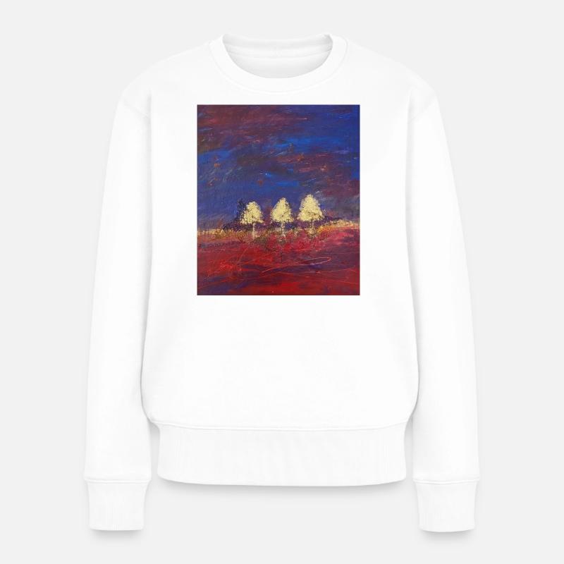 Trois arbres au coucher du soleil - Pull Premium bio Femme - blanc
