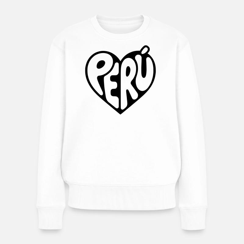 Peru Herz Typografie - Frauen Premium Bio Pullover - Weiß
