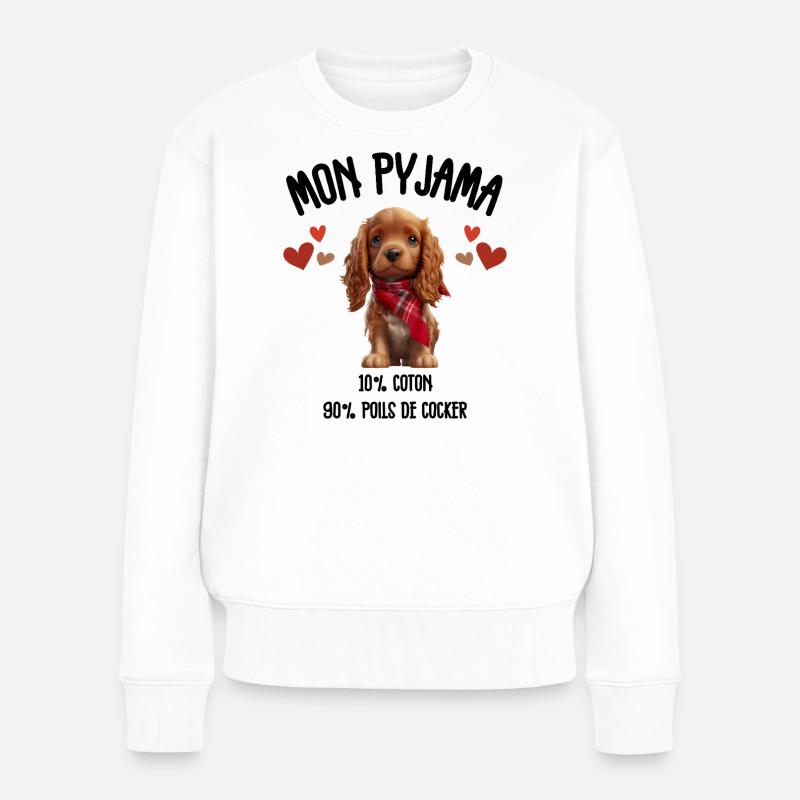 Lustige Cocker Spaniel Hundepyjamas - Frauen Premium Bio Pullover - Weiß