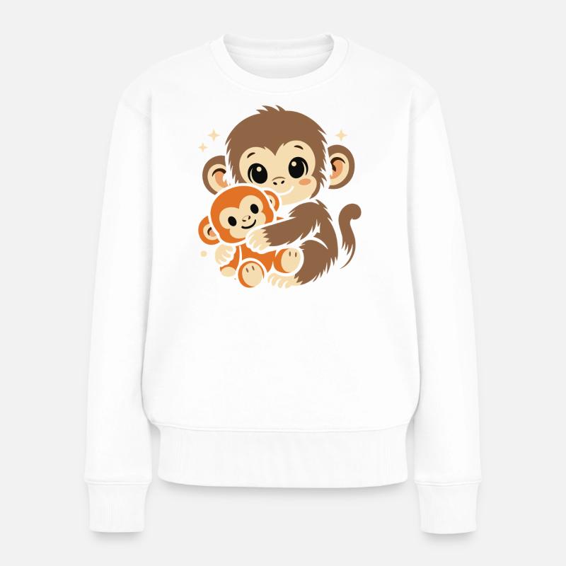 Punch Monkey Affe - Frauen Premium Bio Pullover - Weiß