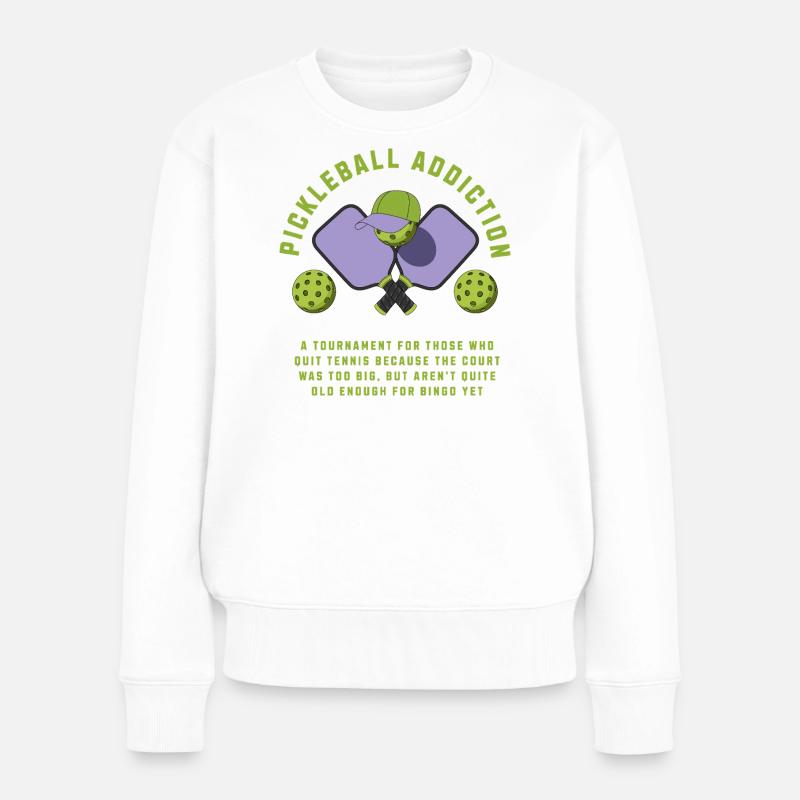 Pickleball-Sucht - Frauen Premium Bio Pullover - Weiß