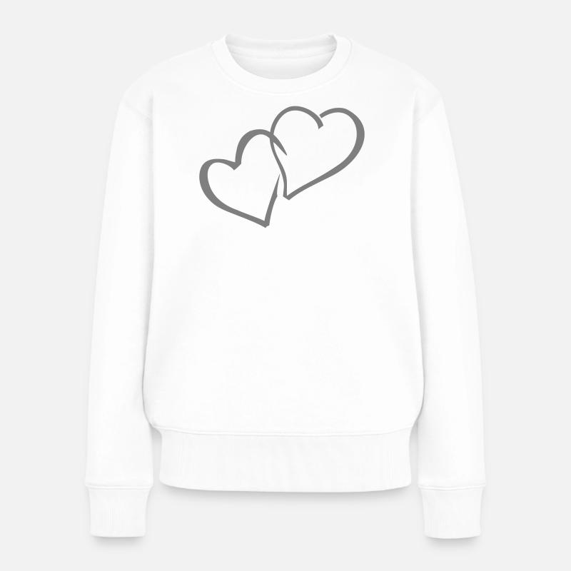 hearts Herz Herzen - Frauen Premium Bio Pullover - Weiß