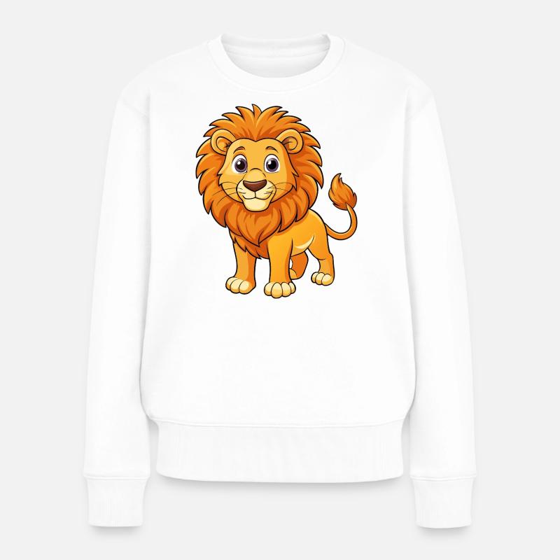 Löwe - Frauen Premium Bio Pullover - Weiß