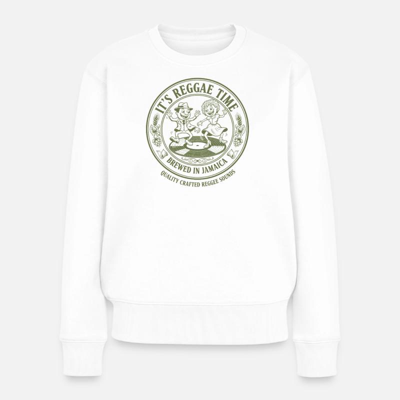 Its Reggae Time Jamaica Beer Label Design - Frauen Premium Bio Pullover - Weiß