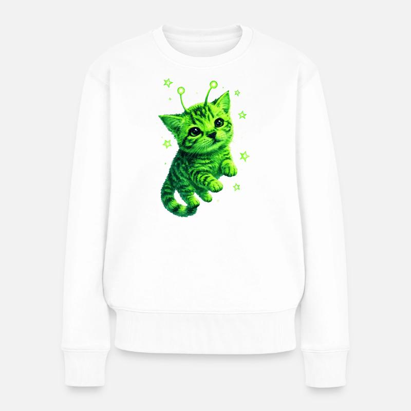 Alien Cat - Pull Premium bio Femme - blanc