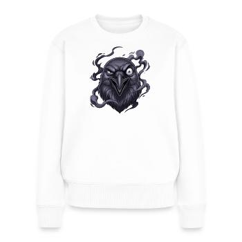 Dunkler Rabenkopf mit Rauch - Frauen Premium Bio Pullover - Weiß - Vorne - Julia (174cm)