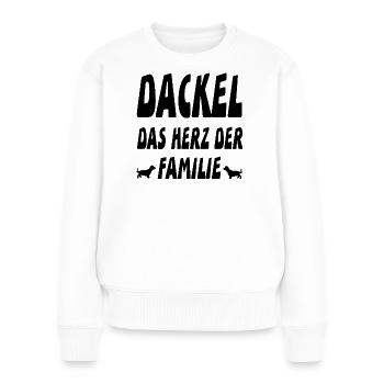 Dackel - Frauen Premium Bio Pullover - Weiß - Vorne - Julia (174cm)