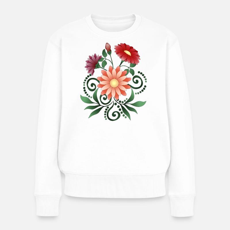 Blumen - Frauen Premium Bio Pullover - Weiß