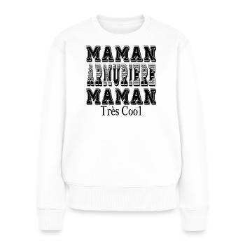 Maman Armurière Maman Très Cool - Pull Premium bio Femme - blanc - Devant - Julia (174cm)