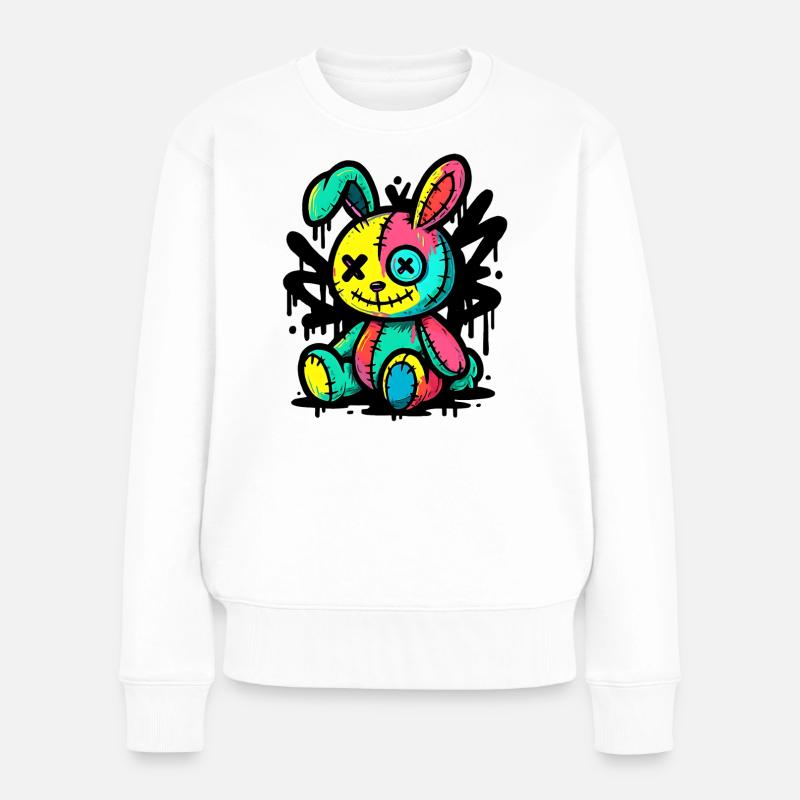Poupée animale d’horreur Gothique Gothique Weirdcore - Pull Premium bio Femme - blanc