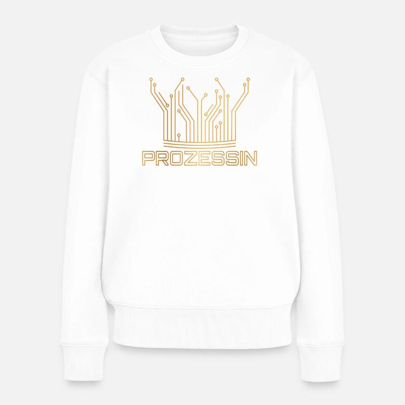 Prozessin - Prozessor trifft Prinzessin  - Frauen Premium Bio Pullover - Weiß