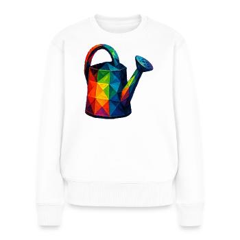 Low Poly Gießkanne: Geometrische Kunst für den Garten - Frauen Premium Bio Pullover - Weiß - Vorne - Julia (174cm)