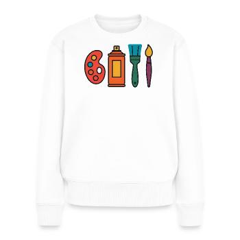 Künstlerisches Malset Palette Sprayer Pinsel - Frauen Premium Bio Pullover - Weiß - Vorne - Julia (174cm)