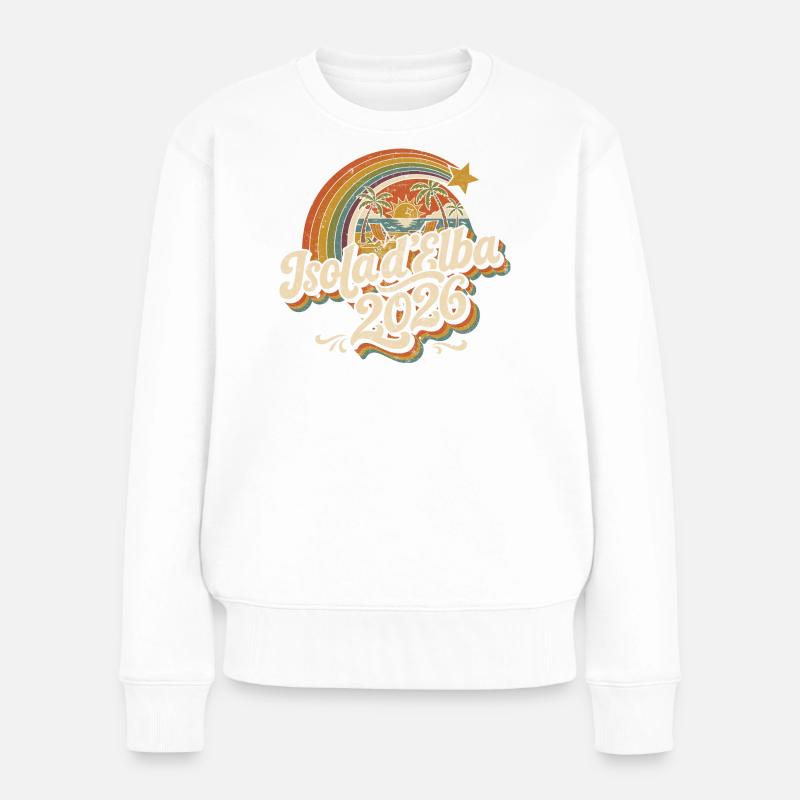 Isola d'Elba 2026 Retro Strand-Logo - Frauen Premium Bio Pullover - Weiß