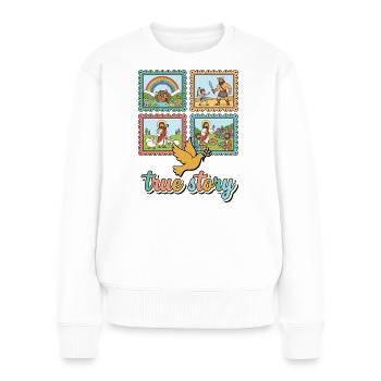 Tables rondes bibliques d’histoires vraies avec arc-en-ciel - Pull Premium bio Femme - blanc - Devant - Julia (174cm)
