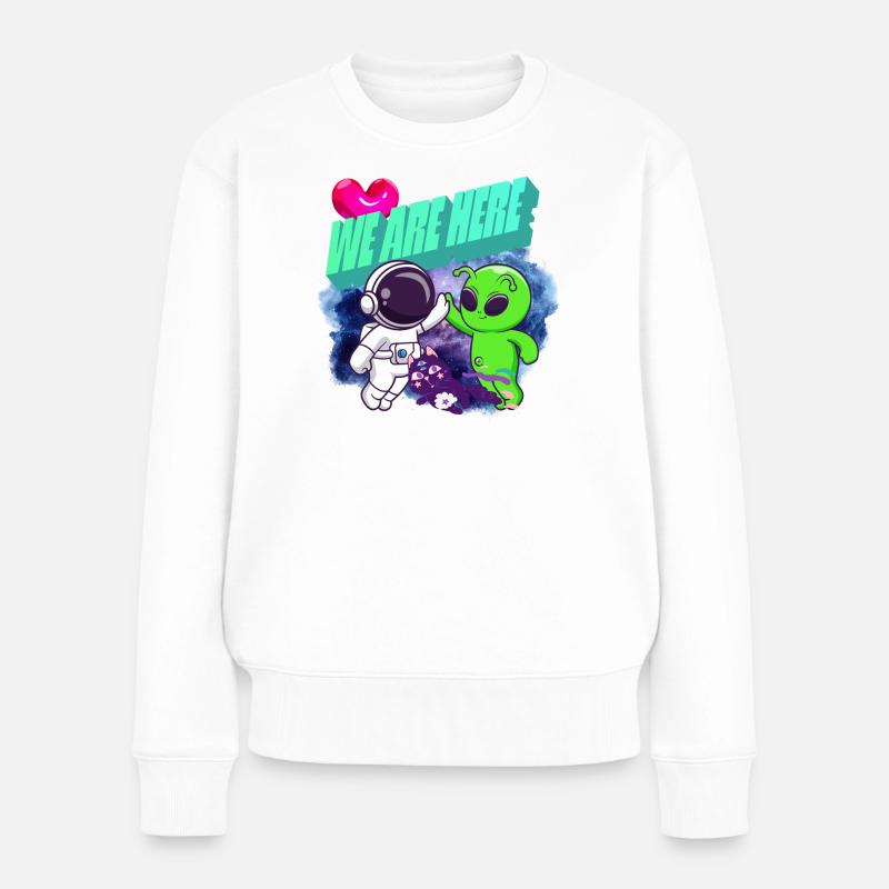 We Are Here Crew - Série animée Alien - Pull Premium bio Femme - blanc
