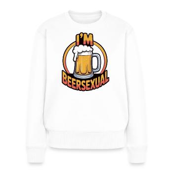 Je suis une bière sexuelle : une drôle d’humour sur la bière - Pull Premium bio Femme - blanc - Devant - Julia (174cm)