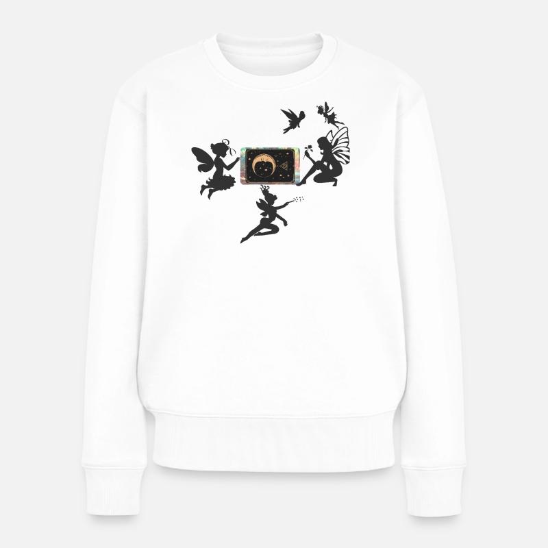 Croissant de Lune avec des étoiles - Pull Premium bio Femme - blanc