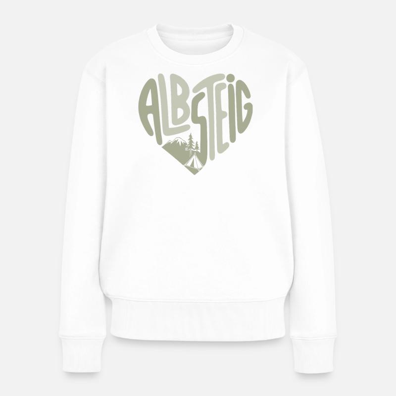 Albsteig Herz Bergwald - Frauen Premium Bio Pullover - Weiß